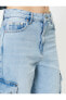 Фото #5 товара Kargo Kot Pantolon Yüksek Bel Düz Paça Cepli - Nora Longer Straight Jeans