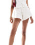 DTT Tall flippy denim shorts in off white