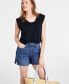 ფოტო #1 პროდუქტის Women's Scoop-Neck Rolled-Sleeve T-Shirt, Created for Macy's