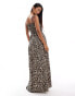 Фото #4 товара ONLY bow detail smock maxi dress in leopard print