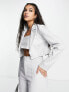 Фото #3 товара Saint Genies glitter crop blazer co-ord in silver