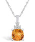 Citrine (2 Ct. T.W.) and Diamond (1/10 Ct. T.W.) Pendant Necklace in 14K White Gold