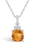 ფოტო #1 პროდუქტის Citrine (2 Ct. T.W.) and Diamond (1/10 Ct. T.W.) Pendant Necklace in 14K White Gold