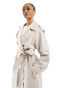 Фото #2 товара ASOS DESIGN Tall linen mix trench coat in stone