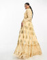 Nesavaali lehenga embroidered full skirt in gold