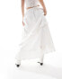 Фото #3 товара Miss Selfridge festival broderie hi low hem ruffle maxi skirt in ivory