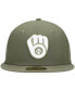 Фото #3 товара Men's Olive Milwaukee Brewers Logo White 59Fifty Fitted Hat