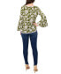 ფოტო #1 პროდუქტის Petite Bell-Sleeve Contrast-Trim Printed Knit Top