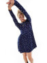 Фото #6 товара Wednesday's Girl smudge spot smock mini dress in deep blue