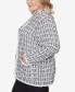 ფოტო #3 პროდუქტის Plus Size World Traveler Knit Texture Jacket with Imitation Pearl Buttons