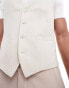 French Connection suit waistcoat in beige and white stripe Бежевый, Chest 44 - фото #3