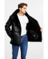 ფოტო #8 პროდუქტის Men's Black Leather Jacket, Wool