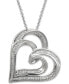 Фото #1 товара Macy's diamond Double Heart Adjustable Pendant Necklace (1/4 ct. t.w.) in Sterling Silver