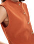 Фото #2 товара ASOS DESIGN ribbed wide shoulder boxy cropped waistcoat in rust