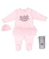 Baby Girls Royal Baby Organic Cotton Gloved Footed Coverall with Tulle Tutu Skirt and Hat in Gift Box