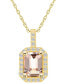 Фото #1 товара Macy's morganite (1-3/8 Ct. T.W.) and Diamond (1/4 Ct. T.W.) Halo Pendant Necklace in 14K Yellow Gold