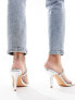 Фото #5 товара Glamorous Wide Fit two strap mule heeled sandals in silver