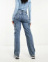 Фото #3 товара Miss Selfridge straight leg cargo jean in blue wash