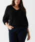 Plus Size Cable Knit V-Neck Long Sleeve Sweater