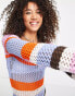 Фото #6 товара NA-KD crochet knitted maxi dress in stripe print