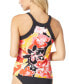 Фото #2 товара Women's Floral-Print High-Neck Tankini