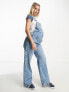 ASOS DESIGN Maternity denim dungaree in mid blue