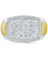 ფოტო #3 პროდუქტის Men's Lab Grown Diamond Cluster Ring (1 ct. t.w.) in 10k Two-Tone Gold