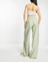 Фото #4 товара Stradivarius crinkle pull on wide leg trouser in khaki