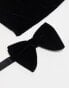 Twisted Tailor velvet bow tie and pocket square in black