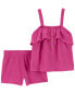Фото #2 товара Baby 2-Piece Crinkle Jersey Outfit Set 12M