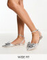 Фото #1 товара Be Mine Wide Fit Bridal Milli flat shoes with bow in metallic silver