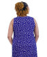 Women's Dot-Print Pleated-Neck Sleeveless Top