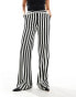 Mango stripe straight leg trousers in black and white