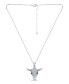 Cubic Zirconia Pave Steer Head Pendant Necklace in Sterling Silver