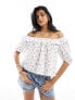 Фото #1 товара Barbour off shoulder top in white floral