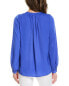 Фото #2 товара Joan Vass Tie Neck Blouse Women's Blue Xs