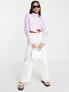 Фото #3 товара Topshop stripe poplin cropped shirt in lilac