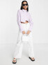 Topshop stripe poplin cropped shirt in lilac