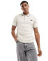 Calvin Klein stretch pique tipped polo in beige Steiniges Beige, S - фото #2