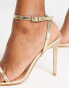 Фото #3 товара Truffle Collection barely there square toe stilletto heeled sandals in gold