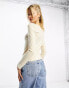 Фото #3 товара Urban Revivo scoop neck long sleeve top in stone