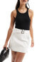 Фото #2 товара Missyempire buckle and zip detail mini skirt in white