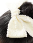 True Decadence pearl trim hair bow in cream