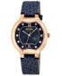 ფოტო #1 პროდუქტის Women's Lugano Swiss Quartz Blue Leather Watch 35mm