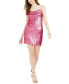 Фото #1 товара Leyden Women's Squined Cowlneck Sleeveless Mini Dress Pink M
