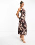 Фото #4 товара ASOS DESIGN one shoulder waterfall midi dress in smudge print