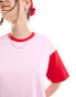 JJXX colourblock oversized t-shirt in pink red