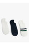Фото #2 товара Görünmez Çorap Seti 3'lü Çok Renkli Şerit Detaylı