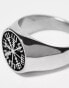 Фото #4 товара ASOS DESIGN waterproof stainless steel signet ring with ancient compass detail in burnished silver tone