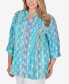 Plus Size Woven Silky Gauze Stripe Button Front Top